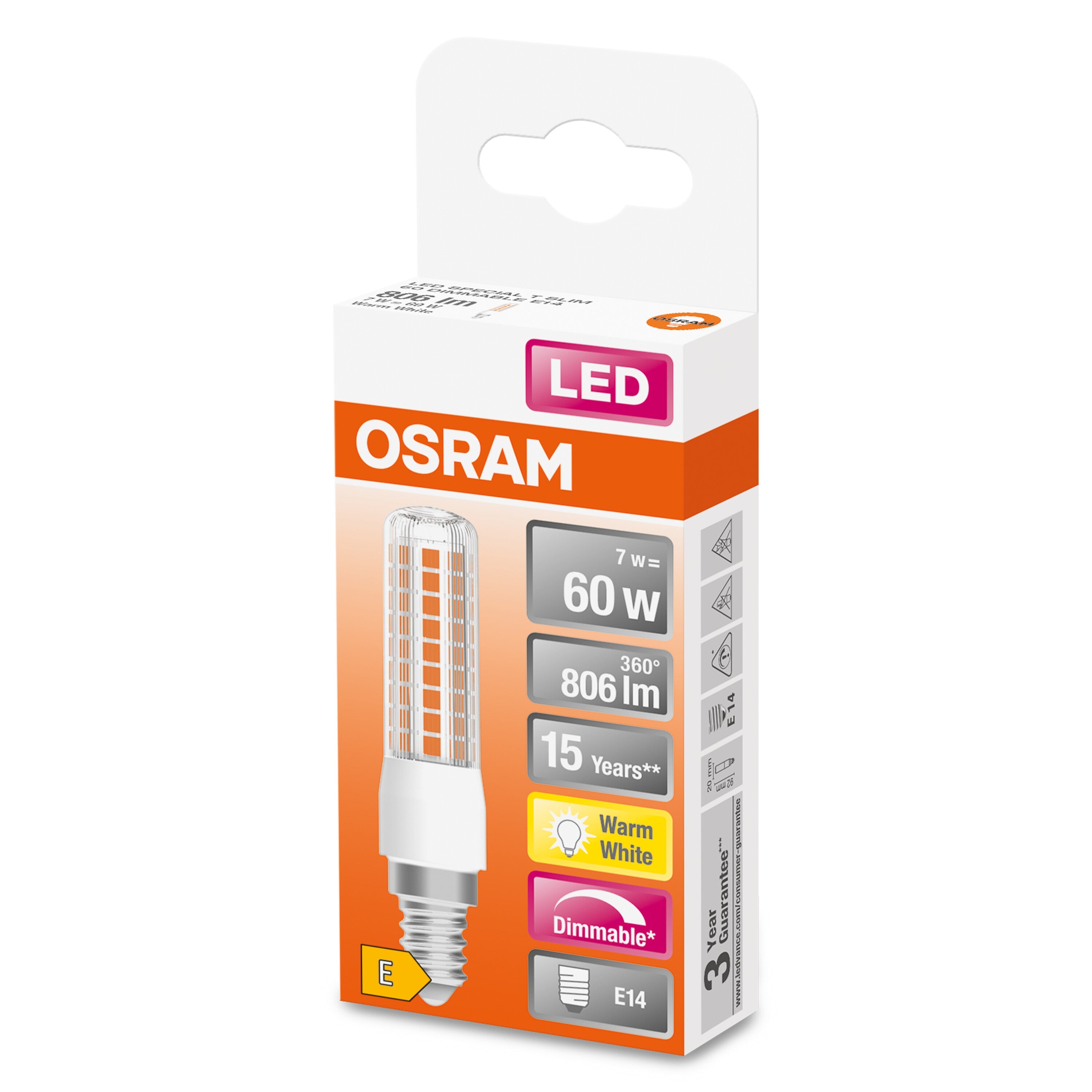 OSRAM LED SPECIAL T SLIM lampe à intensité variable claire (ex 60W