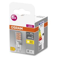 OSRAM LED Stiftsockellampe BASE PIN G9 LED-Lampe CL40 non-dimmable 4.2W, G9 , Warmweiß 5er Pack OSRAM LED Stiftsockellampe BASE PIN G9 LED-Lampe CL40 non-dimmable 4.2W, G9 , Warmweiß 5er Pack