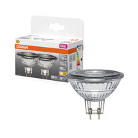 OSRAM Star LED lampe réflecteur pour douille GU5.3, verre clair, blanc chaud (2700K), 345 lumens, remplacement pour ampoules traditionnelles 35W, non dimmable, pack de 2