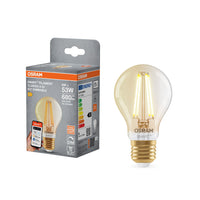 OSRAM Matter SMART+ ampoule LED avec technologie WiFi en verre doré, culot E27, dimmable, blanc chaud (2400K), remplace les ampoules à incandescence de 53 W, SMART+ WiFi classique dimmable, pack de 1