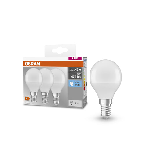 OSRAM LED BASE CLASSIC P Lampe matt (ex 40W) 5,5W / 4000K Kaltweiß E14, 3er Pack, E14