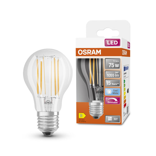 OSRAM Retrofit Classic A Lampe LED à intensité variable (ex 75W) 9W / 4000K blanc froid E27