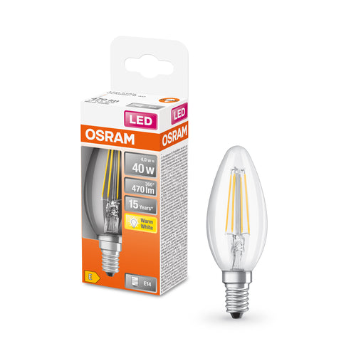 OSRAM Retrofit Classic B ampoule LED forme bougie (ex 40W) 4W / 2700K blanc chaud E14