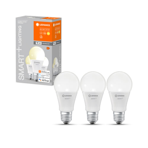 LEDVANCE Wifi SMART+ Classic Lampe LED à intensité variable (ex 60W) 9W / 2700K blanc chaud E27 3pcs