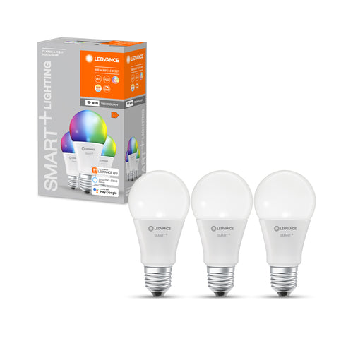 LEDVANCE Wifi SMART+ Classic lampe LED RGBW multicolore (ex 75W) 9,5W / 2700-6500K E27 3er