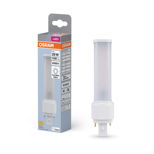 OSRAM DULUX D LED EM & AC MAINS Tube à LED 17,1cm (ex 26W) 10W / 4000K blanc froid G24d-3