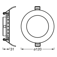 LEDVANCE Leuchte: für Decke, SMART RECESS SLIM DOWNLIGHT TW / 8 W, 220…240 V, Ausstrahlungswinkel: 110, Tunable White, 3000…6500 K, Gehäusematerial: Plastik, IP20