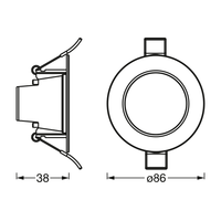 LEDVANCE Leuchte: für Decke, SMART RECESS DOWNLIGHT TW AND RGB / 4 W, 220…240 V, Ausstrahlungswinkel: 36, Tunable White, 3000…6500K