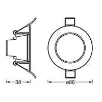 Luminaire LEDVANCE : pour plafond, SMART RECESS DOWNLIGHT TW AND RGB / 4 W, 220...240 V, angle d'émission : 110, Tunable White, 2700...6500 K, matériau du boîtier : POLYPROPHYLENE (PP)/POLYAMID, IP20