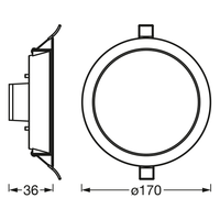 Luminaire LEDVANCE : pour plafond, SMART RECESS DOWNLIGHT TW AND RGB / 12 W, 220...240 V, angle d'émission : 110, Tunable White, 2700...6500 K, matériau du boîtier : POLYPROPHYLENE (PP)/POLYAMID, IP20