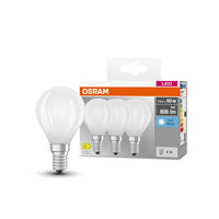 OSRAM LED BASE RETRO MATT CLP Lampes LED, forme classique mini-boule 5,5W E14 840, pack de 3, blanc froid