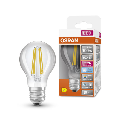 OSRAM Lampe LED à intensité variable LED SUPERSTAR+ CL A FIL 100 dim 11W/940 E27 CRI90 BOX, E27