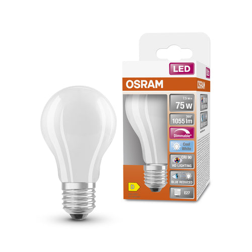 OSRAM Lampe LED à intensité variable LED SUPERSTAR+ CL A GL FR 75 dim 7,5W/940 E27 CRI90 BOX, E27