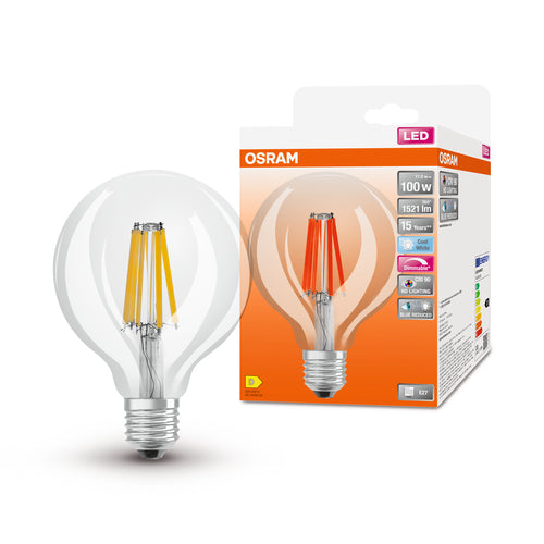 OSRAM Dimmbare FILAMENT LED-Lampe LED SUPERSTAR+ CL GLOBE95 FIL 100 dim 11W/940 E27 CRI90 BOX, E27