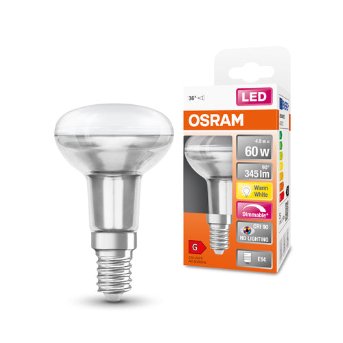 OSRAM Ampoule LED à intensité variable réflecteur LED SUPERSTAR + spot R50 GL 60 DIM 4,8W/927 E14 CRI90 BOX