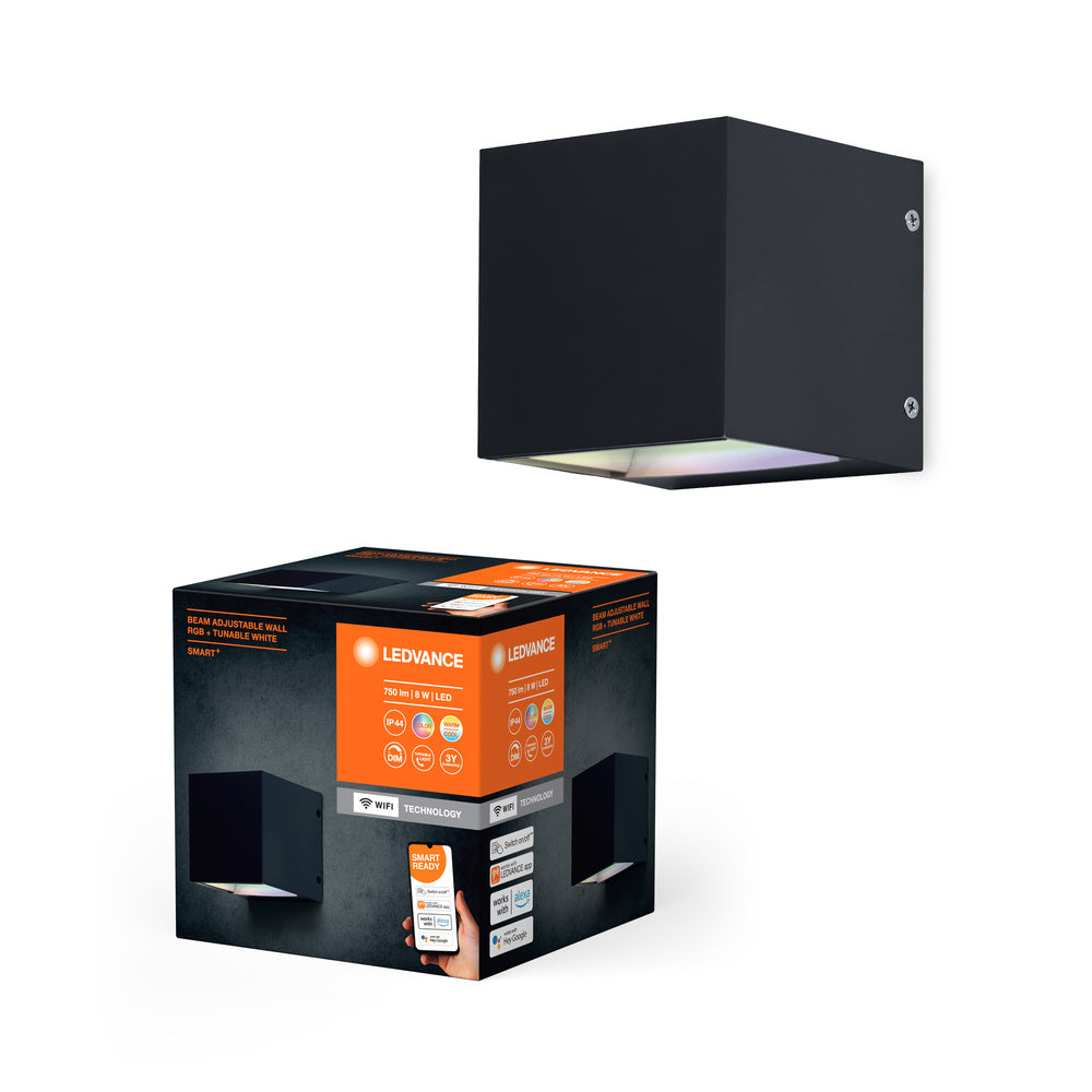 LEDVANCE Wifi SMART+ Applique murale Beam, RGB+, TW, 8W, 3000-6500K, Noir