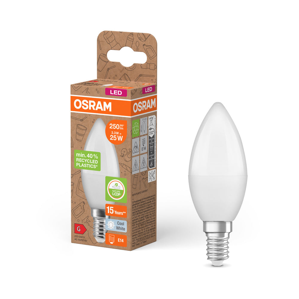 OSRAM LED Star Classic B 25 lampe Recycled Plastic 3.3W blanc froid Frosted E14