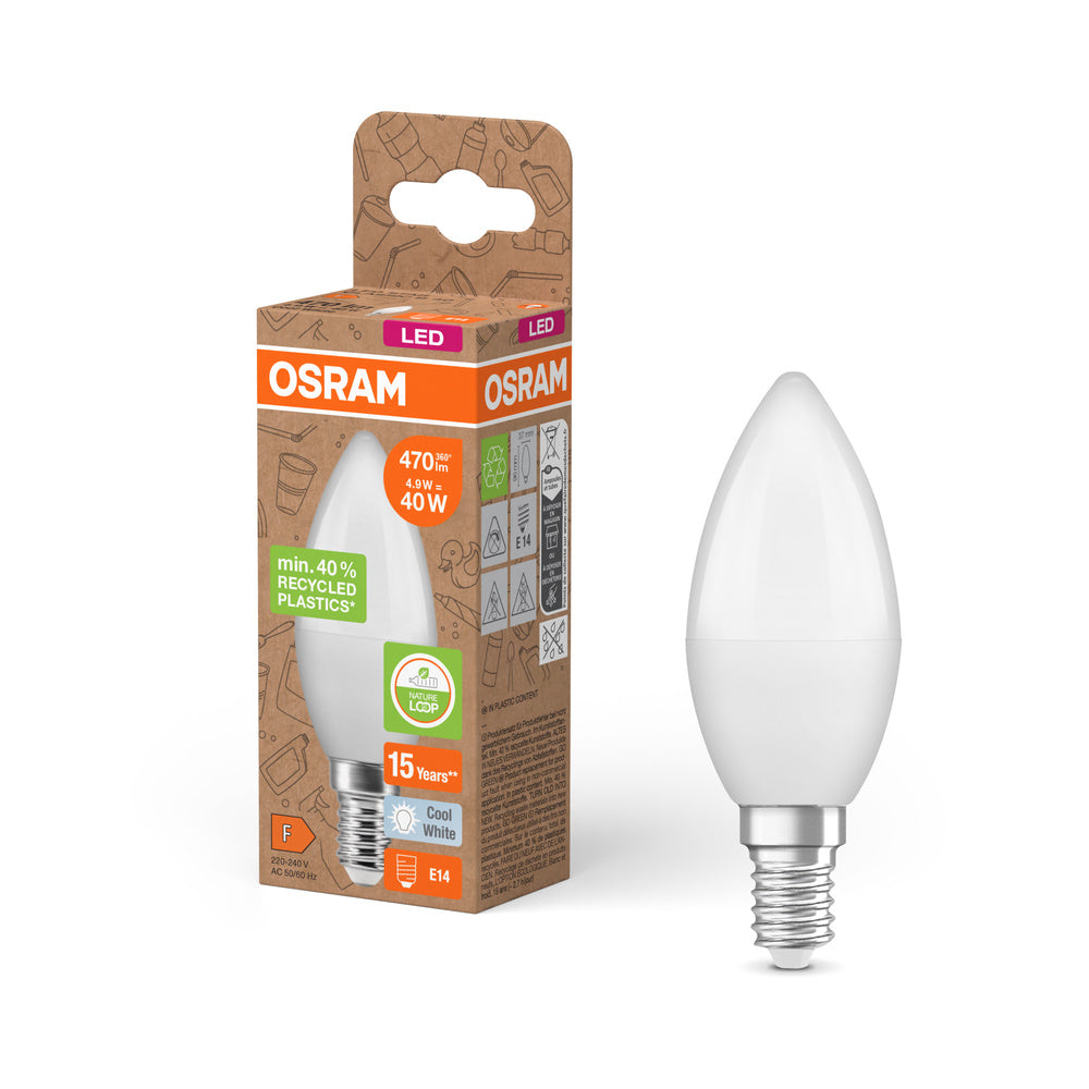 OSRAM LED Star Classic B 40 lampe Recycled Plastic 4.9W blanc froid Frosted E14