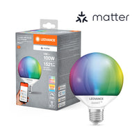 LEDVANCE Matter SMART+ lampe LED CLASSIC G95, RGB,aspect givré, 14W, 1521lm, E27