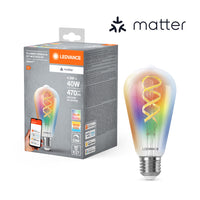 LEDVANCE Matter SMART+ Lampe LED CLASSIC Edison, RGB, verre à filament, 4,8W, 470lm, E27