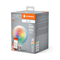 LEDVANCE Matter SMART+ lampe LED CLASSIC Globe, RGB, verre filament, 4,8W, 470lm, E27