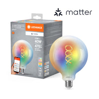 LEDVANCE Matter SMART+ lampe LED CLASSIC Globe, RGB, verre filament, 4,8W, 470lm, E27