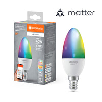 LEDVANCE Matter SMART+ lampe LED CLASSIC B, RGB, aspect givré, 4,9W, 470lm, E14