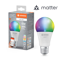 LEDVANCE Lampe LED Matter SMART+, RGB, aspect givré, 9W, 806lm, E27