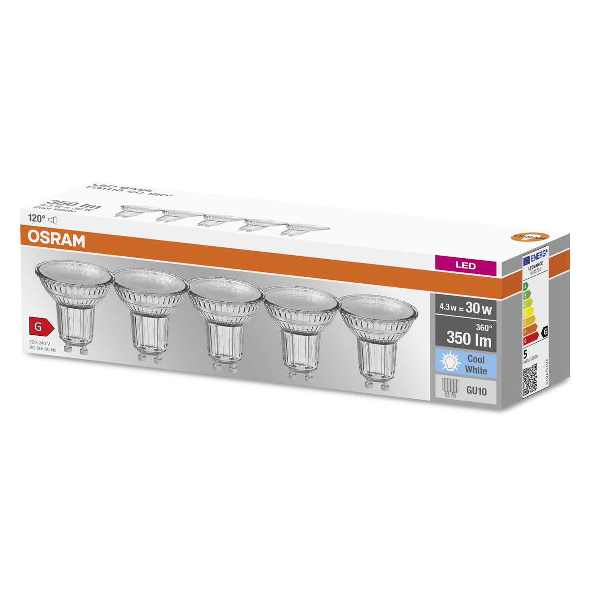 OSRAM LED BASE PAR16 Spot (ex 50W) 4,3W / 4000K Kaltweiß GU10 5er