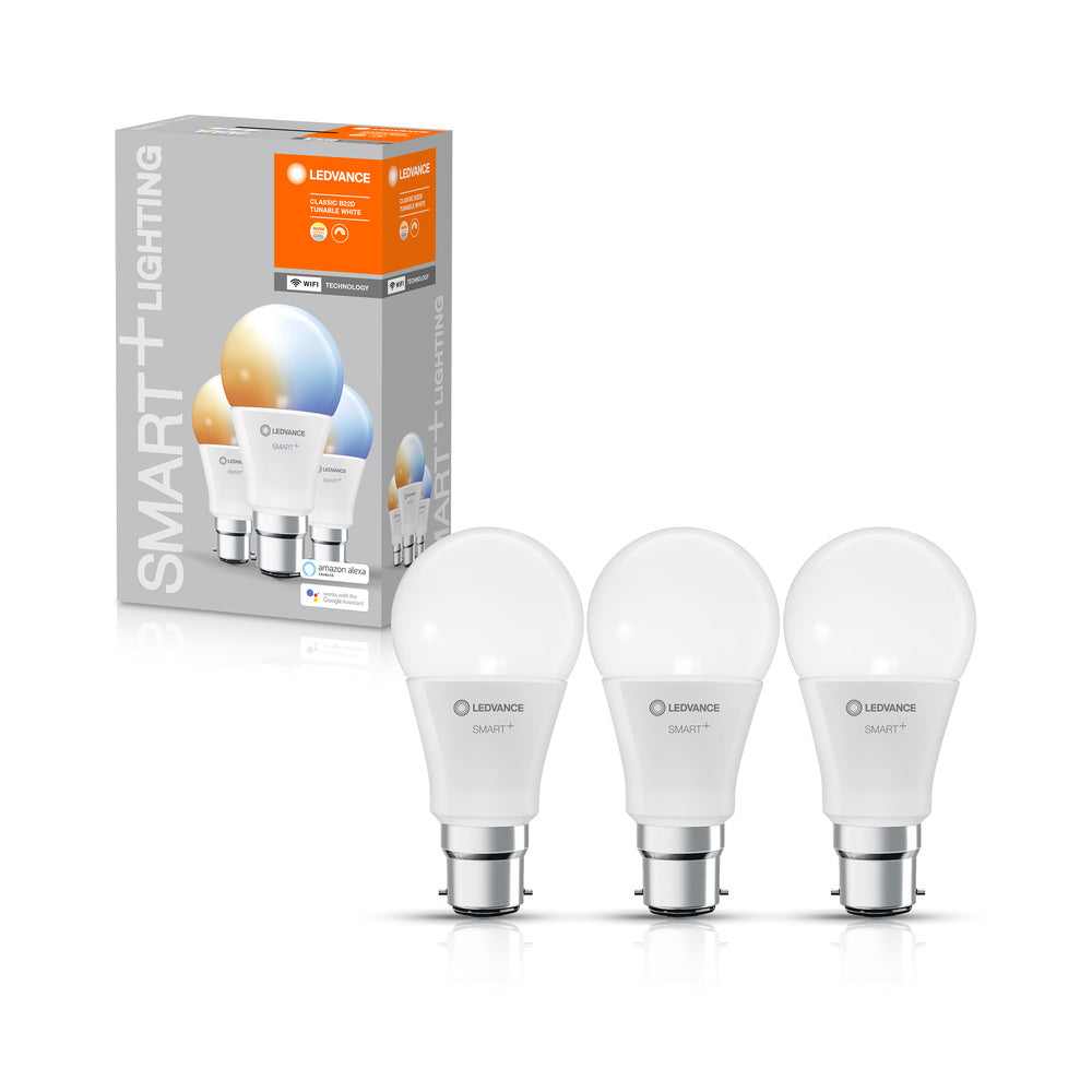 Lampe LED LEDVANCE SMART+ Wifi Classic Tunable White 60 9W B22d, 806 lm, 2700…6500, lot de 3