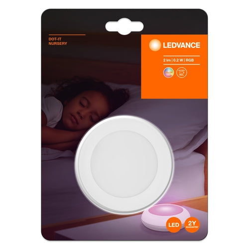 LEDVANCE DOT-IT NURSERY Veilleuse LED à piles dimmable RGB multicolore pour mur/fond d'armoire 0,20W 4,5V