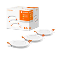 LEDVANCE Einbaustrahler Weiß, Slim Downlight mit integriertem Treiber, Ø 120 mm, Lichtfarbe warmweiß (3000K), 8W, IP20, 3er-Pack
