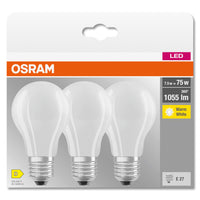 OSRAM LED BASE CLASSIC A lampe matte (ex 75W) 7,5W / 2700K blanc chaud E27, pack de 3