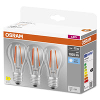 OSRAM LED BASE CLASSIC A ampoule claire (ex 75W) 7,5W / 4000K blanc froid E27, pack de 3