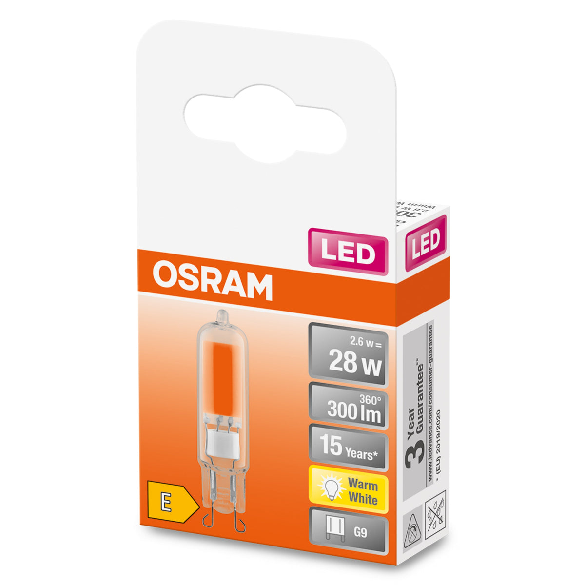 OSRAM Lampe LED claire (ex 30W) 2,6W / 2700K blanc chaud PIN G9