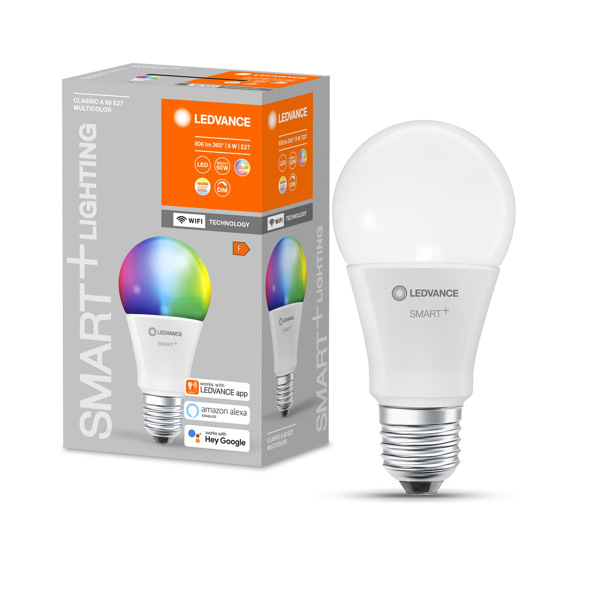 LEDVANCE Wifi SMART+ Classic lampe LED RGBW multicolore (ex 60W) 9W / 2700-6500K E27