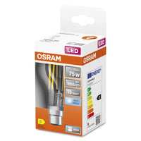 OSRAM LED Lampe LED Retrofit CLASSIC A 7.5W 840 Clear B22d, 1055 lm, 4000 K, Kaltweiß