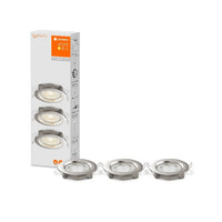 LEDVANCE LED Einbaustrahler, Ø 90mm, 3er Set, 3x 5W, Warmweiß, Stufenlos Dimmbar per Wandschalter, grau