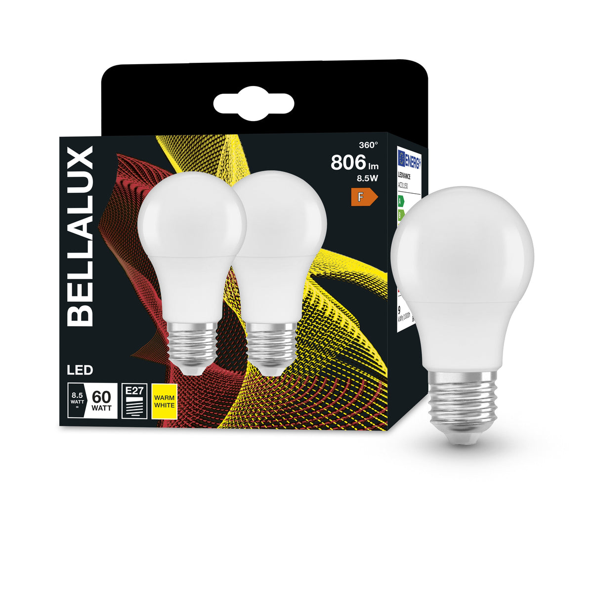 BELLALUX Lampe LED, culot : E27, blanc chaud, 2700 K, 8,50 W, remplacement d'une ampoule de 60 W, mat, ST CLAS A