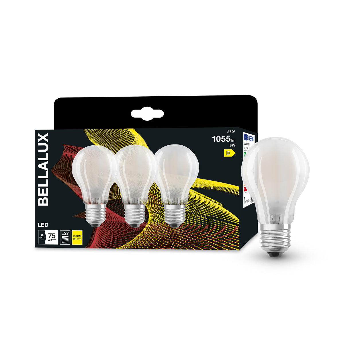 BELLALUX Lampe LED pour culot E27, verre dépoli, blanc chaud (2700K), 1055 lumens, remplace les ampoules traditionnelles de 75W, non dimmable, pack de 3