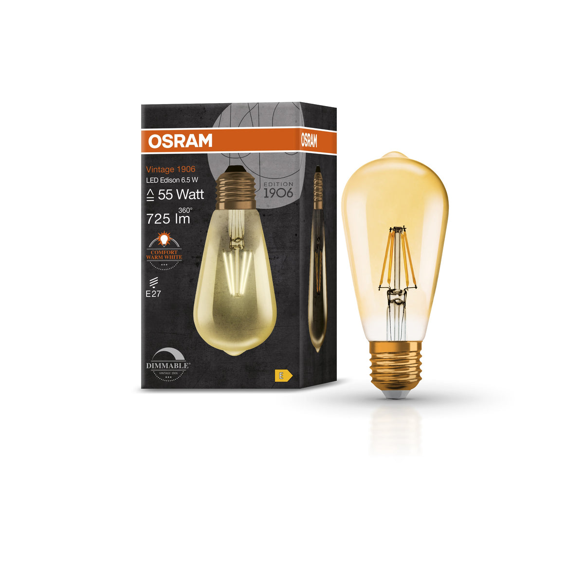 OSRAM Vintage 1906® Lampe LED à filament dimmable (ex 55W) 7W / 2500K E27