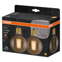 OSRAM Ampoule LED à intensité variable GLOBE95 6.5W filament E27 Vintage 1906 Gold, pack de 2, E27