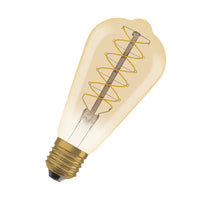 OSRAM Dimmbare LED-Lampen, Vintage-Edition, 48 Watts Ersatz, E27, ST64-shape, 2200 Kelvin, Warm Comfort Light, Klares Glas, single Pack