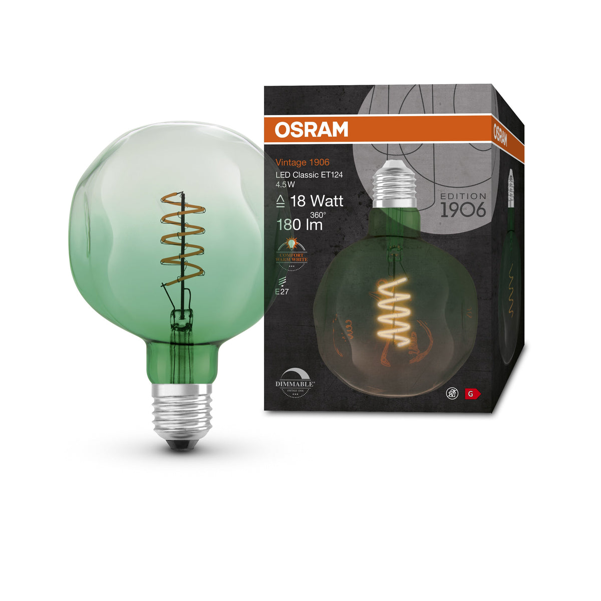 OSRAM Vintage 1906 LED-Lampe, Grüne Tönung, 4,5W, 180lm, E27