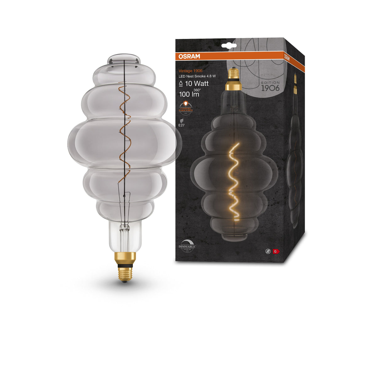 OSRAM Vintage 1906 ampoule LED, teinte smoke, 4,8W, 100lm, E27