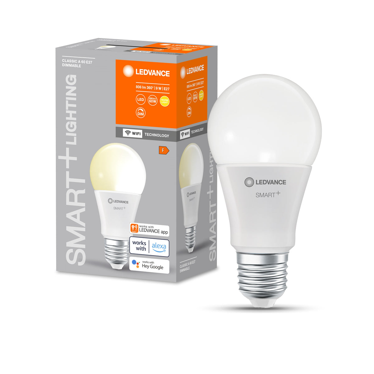 LEDVANCE SMART+ WIFI LED-Lampe, weiße Frost-Optik, 9W, 806lm, E27