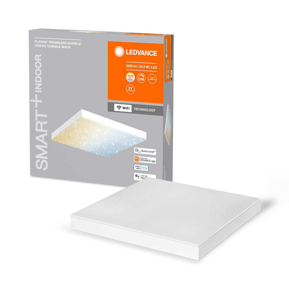 Panneau lumineux à paillettes LEDVANCE SMART+ WiFi 450X450, 24,5W