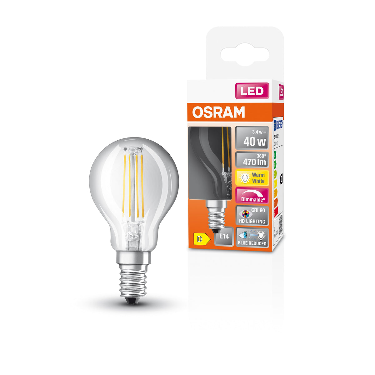 OSRAM FILAMENT Ampoule LED SUPERSTAR+ CL P FIL 40 dim 3,4W/940 E14 CRI90 BOX