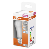 Ampoules LED OSRAM, forme classique d'ampoule, remplacement de 75 watts, E27, A-shape, 6500 Kelvin, lumière du jour froide, mat, single pack