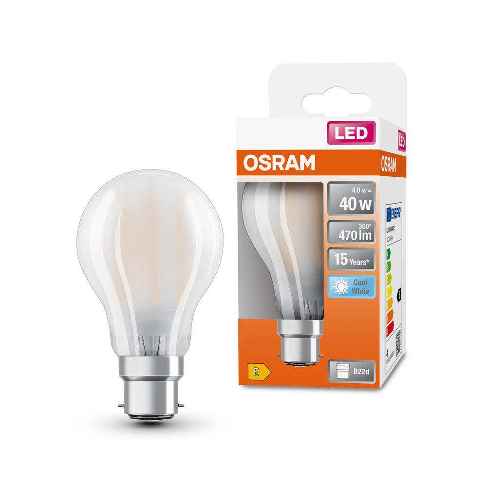 OSRAM LED Lampe LED Retrofit CLASSIC A 4W 840 Frosted B22d, 470 lm, 4000 K, Kaltweiß